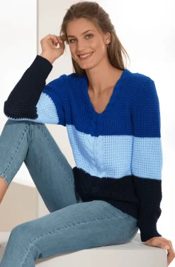 New BADER Pullover in Color-Blocking ROYALBLAU-HELLBLAU-MARINE
