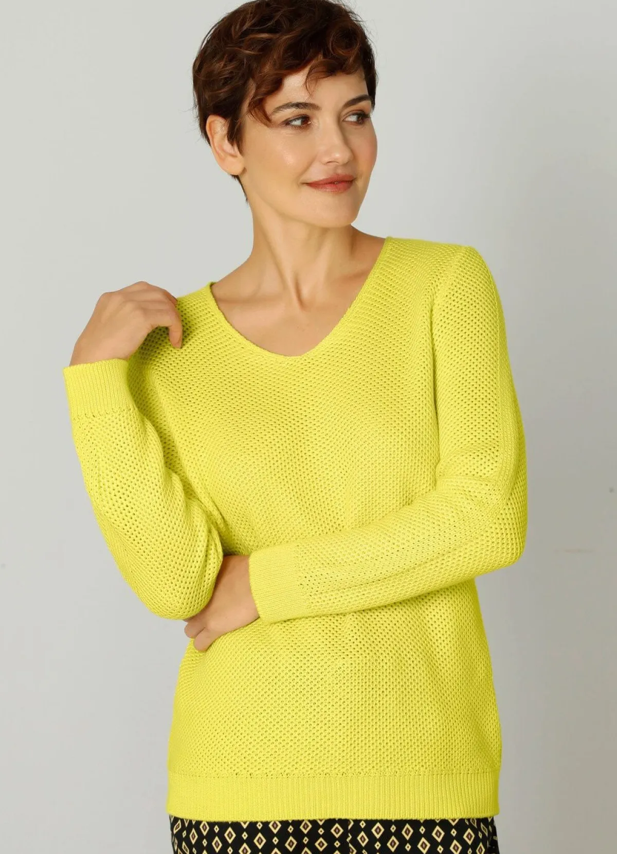 Online BADER Pullover in dekorativer Struktur GELB