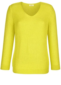 Online BADER Pullover in dekorativer Struktur GELB
