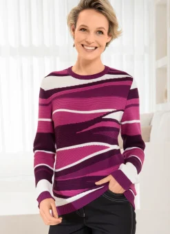 Best BADER Pullover in edlem Mustermix BEERE-FUCHSIA-MULTICOLOR