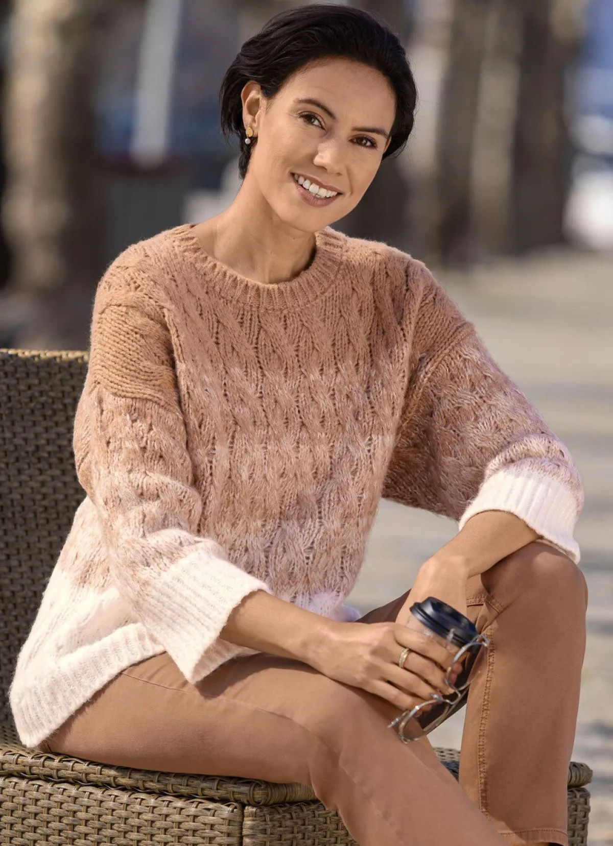 Clearance laurakent Pullover in Farbverlauf CAMEL-ECRU