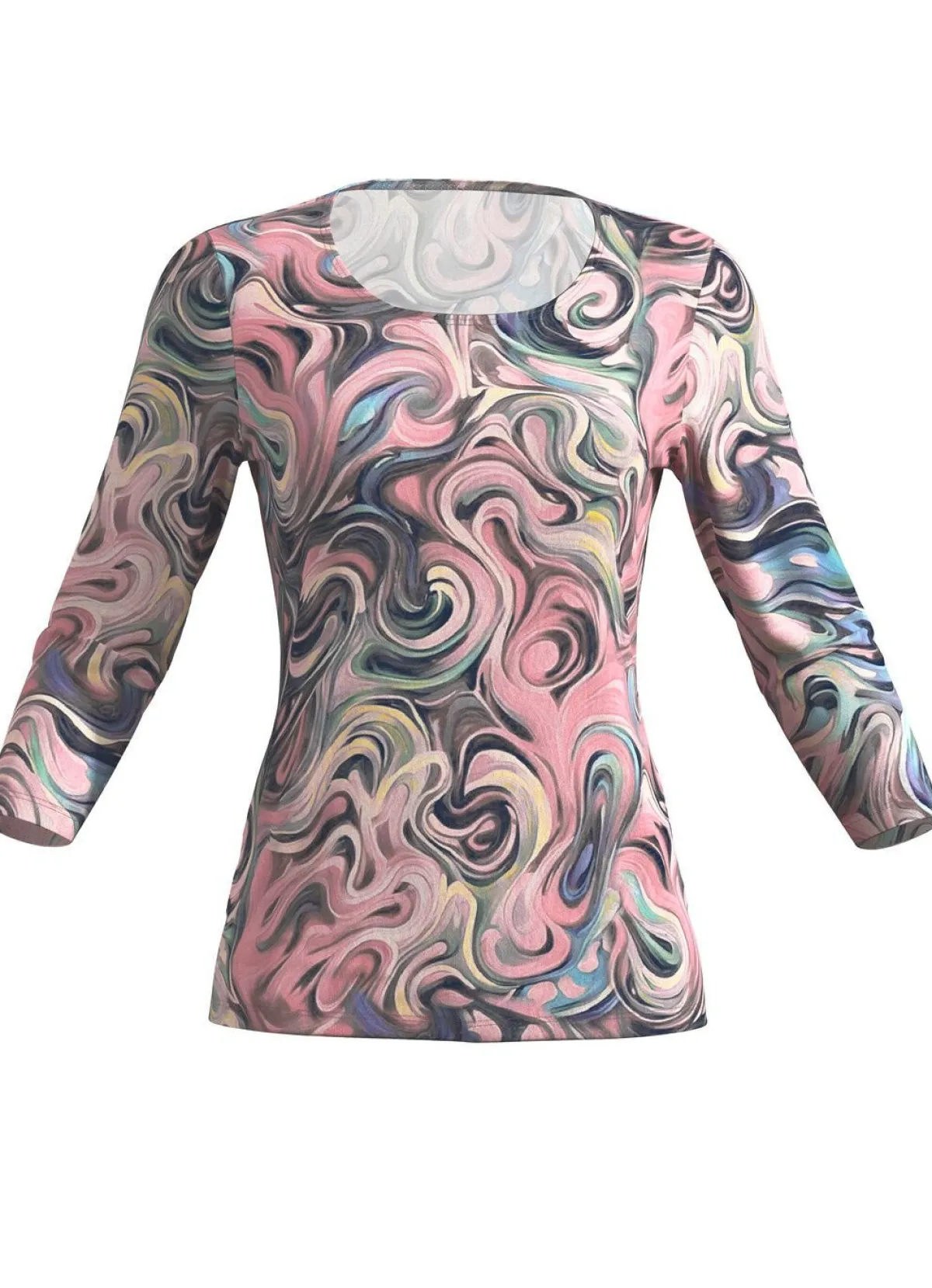 Outlet KLAUS MODELLE MADE IN GERMANY Pullover in Feinstrick ROSA-SCHWARZ-MULTICOLOR