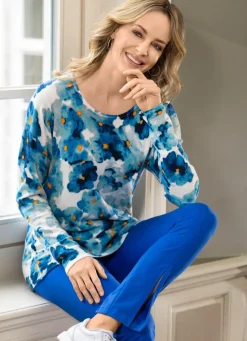 Sale BADER Pullover in Feinstrick BLAU-ECRU-MULTICOLOR