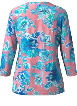 New KLAUS MODELLE MADE IN GERMANY Pullover in Feinstrick ROSA-TÜRKIS-MINT