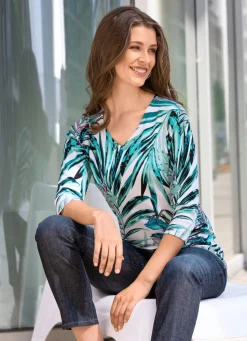 Best BADER Pullover in Feinstrick ECRU-MINT-MULTICOLOR
