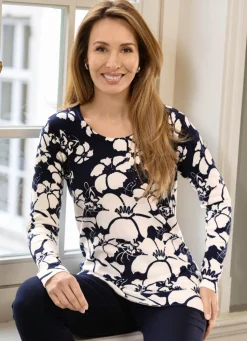 Clearance BADER Pullover in Feinstrick MARINE-ECRU