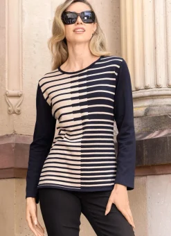 Hot laurakent Pullover in Feinstrick MARINE-BEIGE
