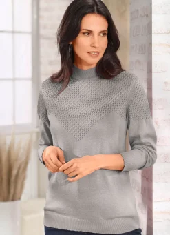 Online BADER Pullover in Feinstrick HELLGRAU MELIERT