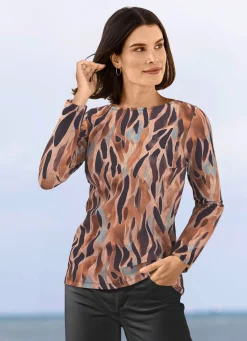 Discount KLAUS MODELLE MADE IN GERMANY Pullover in Feinstrick BRAUN-MARINE-MULTICOLOR