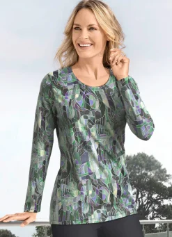 Hot KLAUS MODELLE MADE IN GERMANY Pullover in Feinstrick GRÜN-LILA-MULTICOLOR