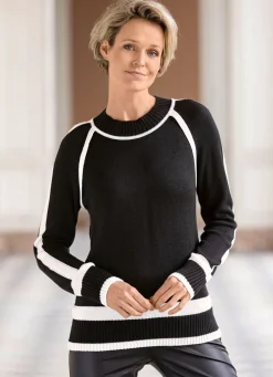 Online BADER Pullover in Feinstrick SCHWARZ-ECRU