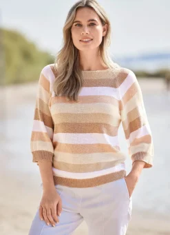 Online Tizia Pullover in Feinstrick BRAUN-WEISS-MULTICOLOR