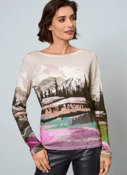 Online BADER Pullover in Feinstrick SCHWARZ-GRAU-GRANATROT