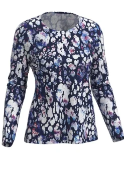KLAUS MODELLE MADE IN GERMANY Pullover in Feinstrick MARINE-WEISS-MULTICOLOR