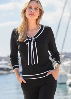 Hot laurakent Pullover in Feinstrick SCHWARZ-ECRU