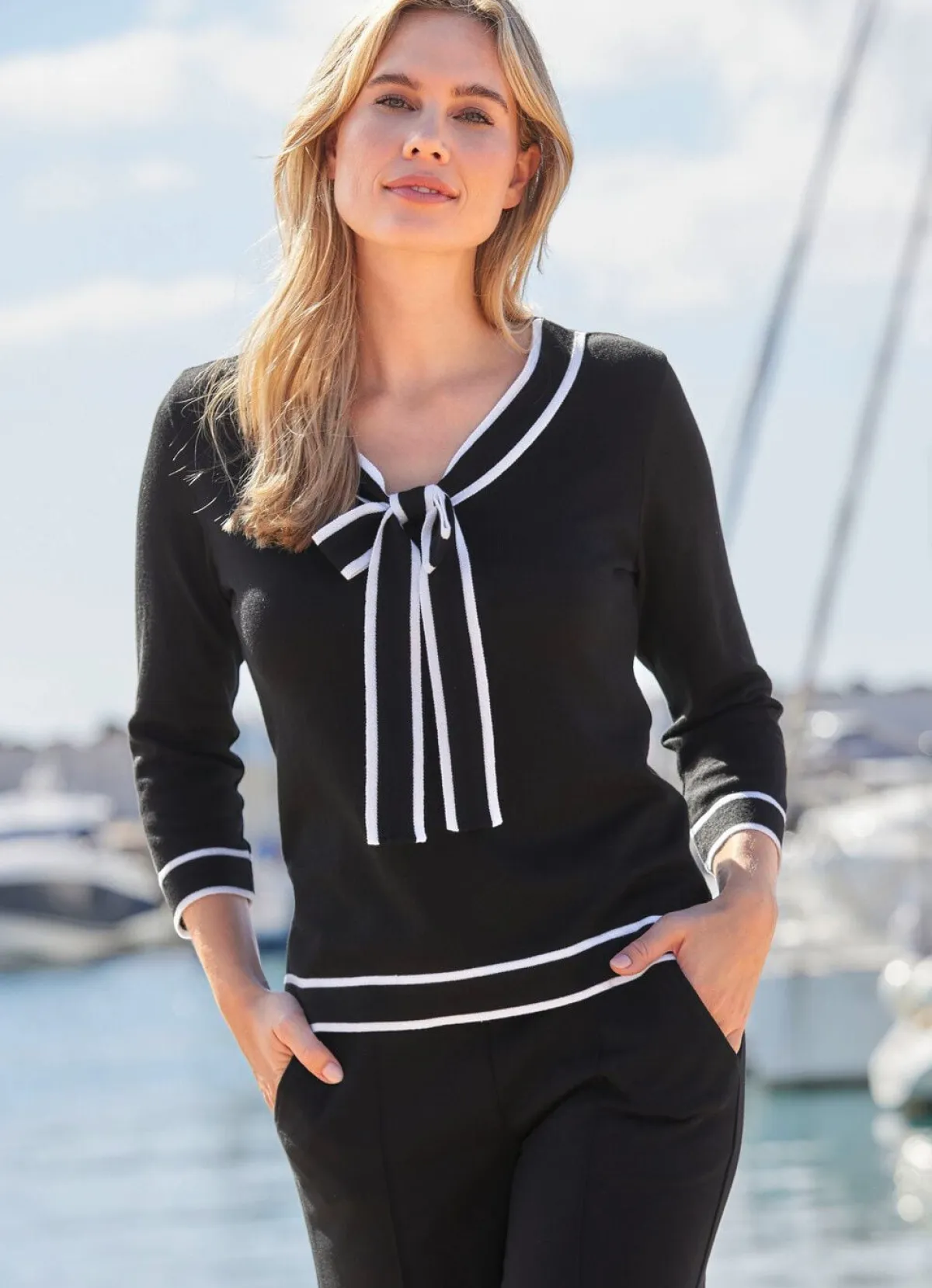 Hot laurakent Pullover in Feinstrick SCHWARZ-ECRU