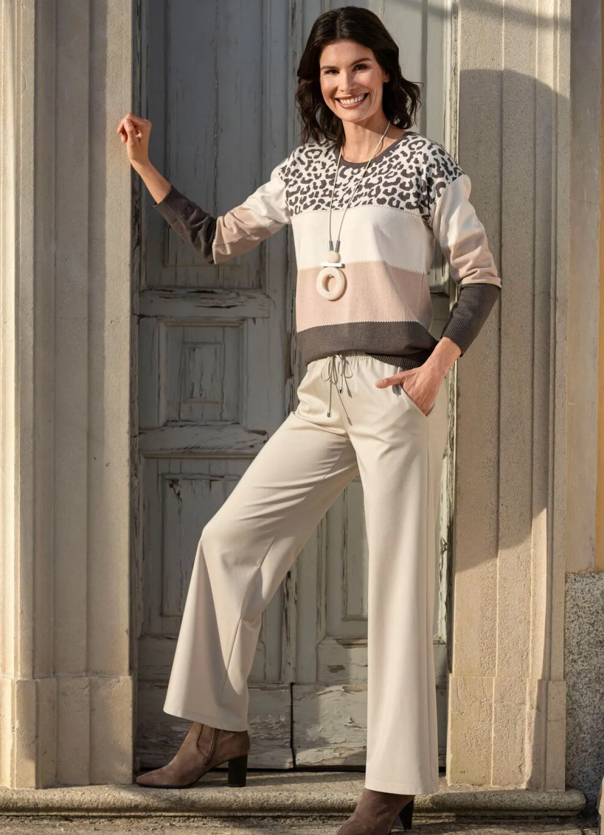 Sale BADER Pullover in Feinstrick ECRU-BEIGE-BRAUN