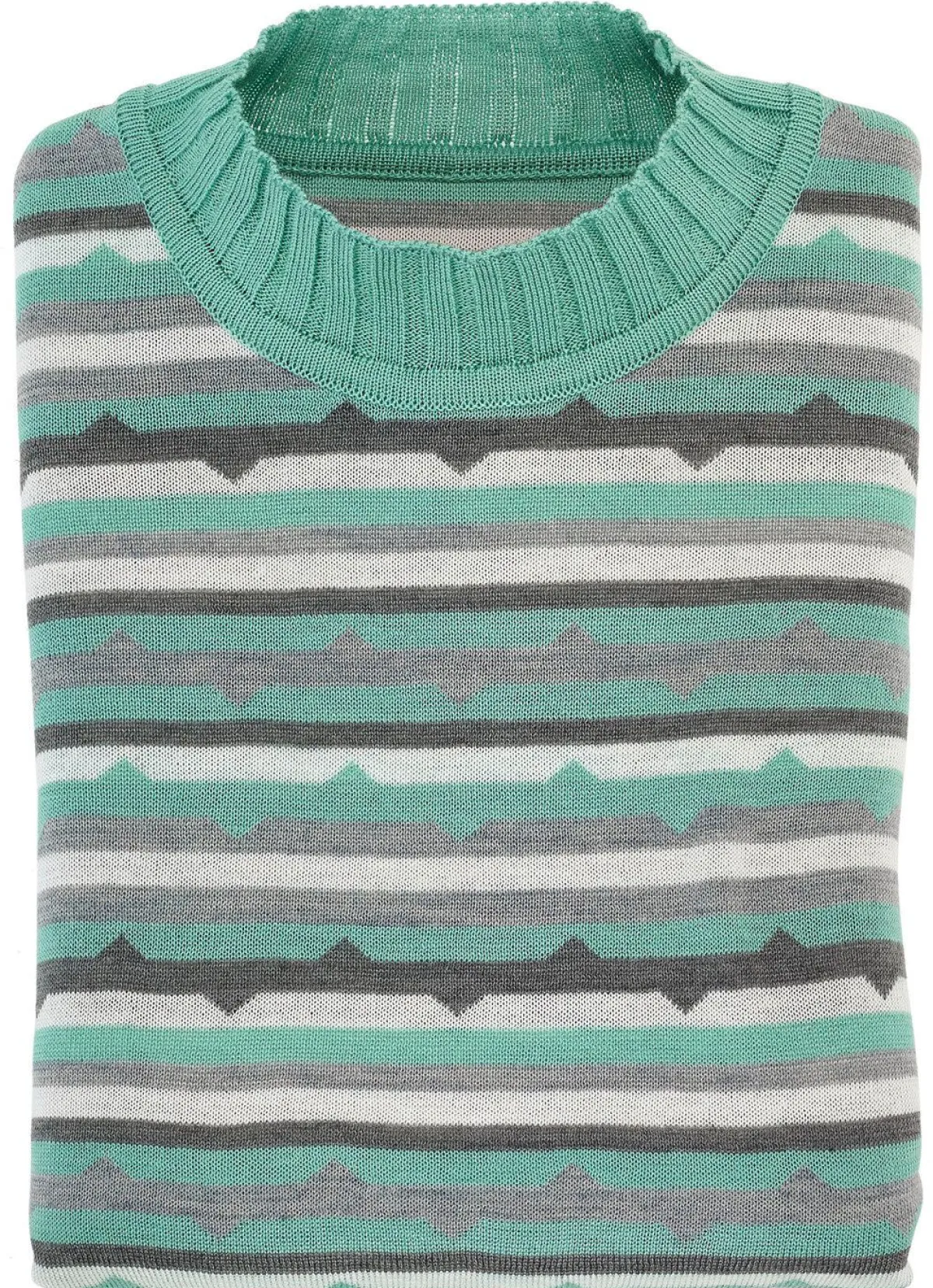Hot BADER Pullover in Feinstrick MINT-GRAU-ECRU