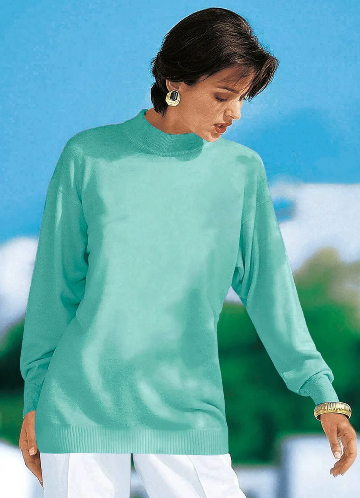 Online BADER Pullover in Feinstrick mit Schurwolle MINT