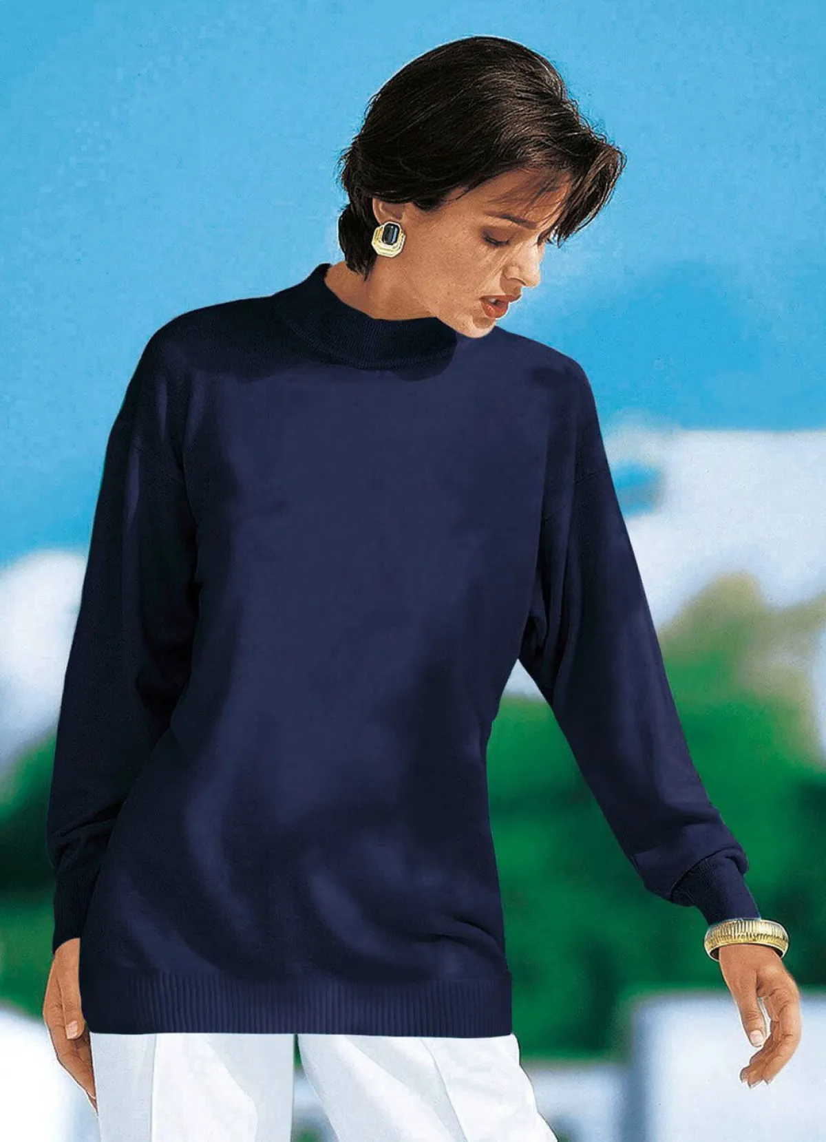 Hot BADER Pullover in Feinstrick mit Schurwolle MARINE