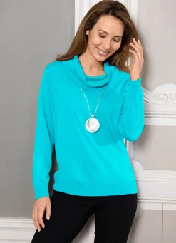 Hot BADER Pullover in Feinstrick mit Schurwolle TÜRKIS