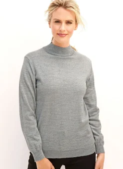 Outlet BADER Pullover in Feinstrick mit Schurwolle ANTIKSILBER