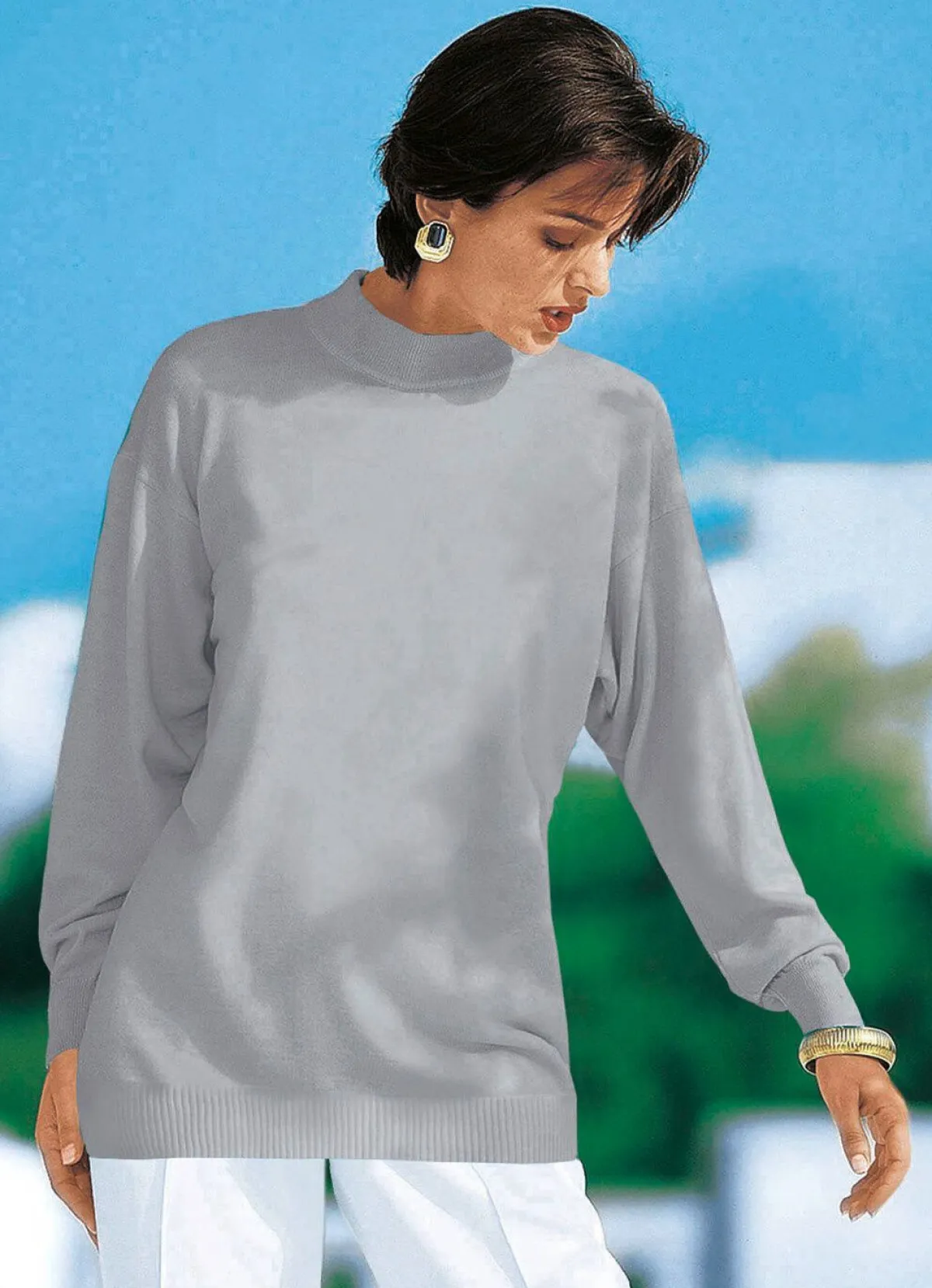 Online BADER Pullover in Feinstrick mit Schurwolle SILBERGRAU