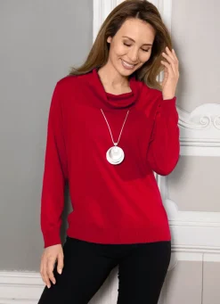 Discount BADER Pullover in Feinstrick mit Schurwolle WEINROT