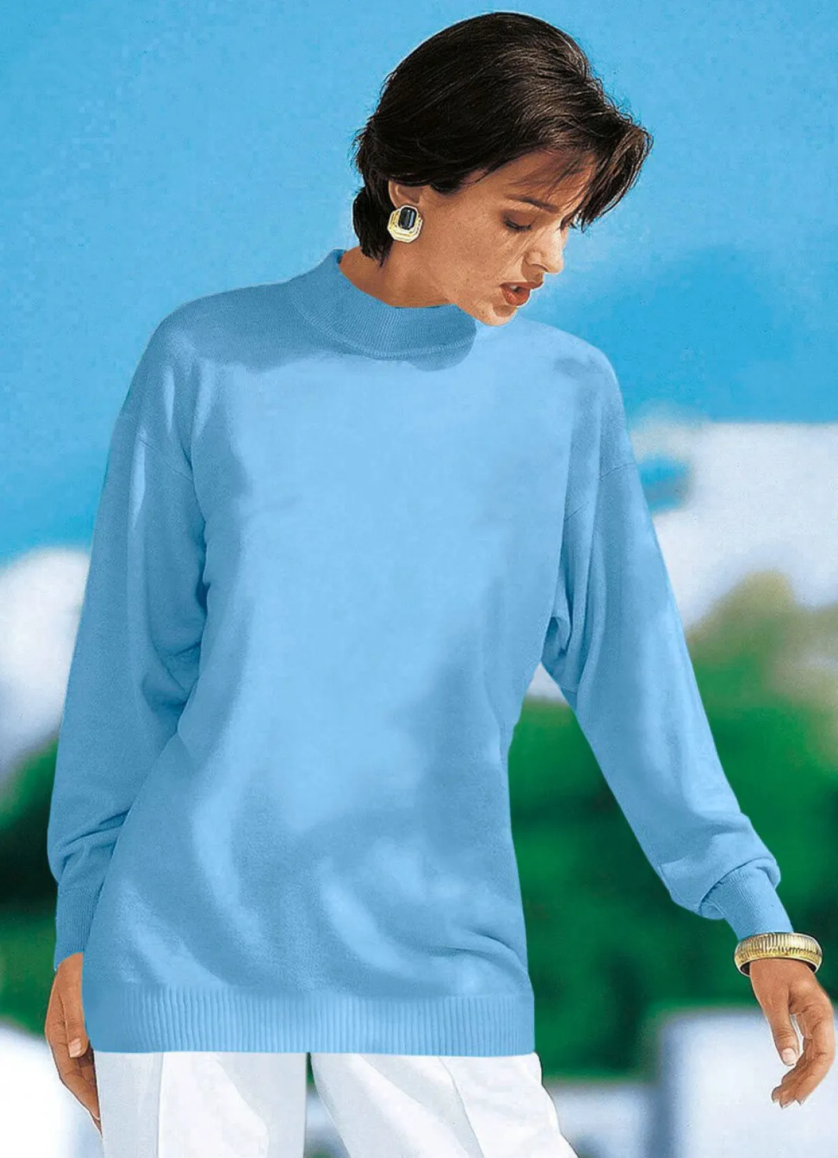 New BADER Pullover in Feinstrick mit Schurwolle BLEU
