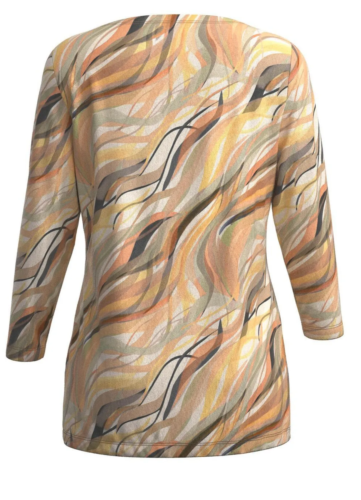 KLAUS MODELLE MADE IN GERMANY Pullover in Feinstrick mit Alloverdruck ECRU-GELB-MULTICOLOR