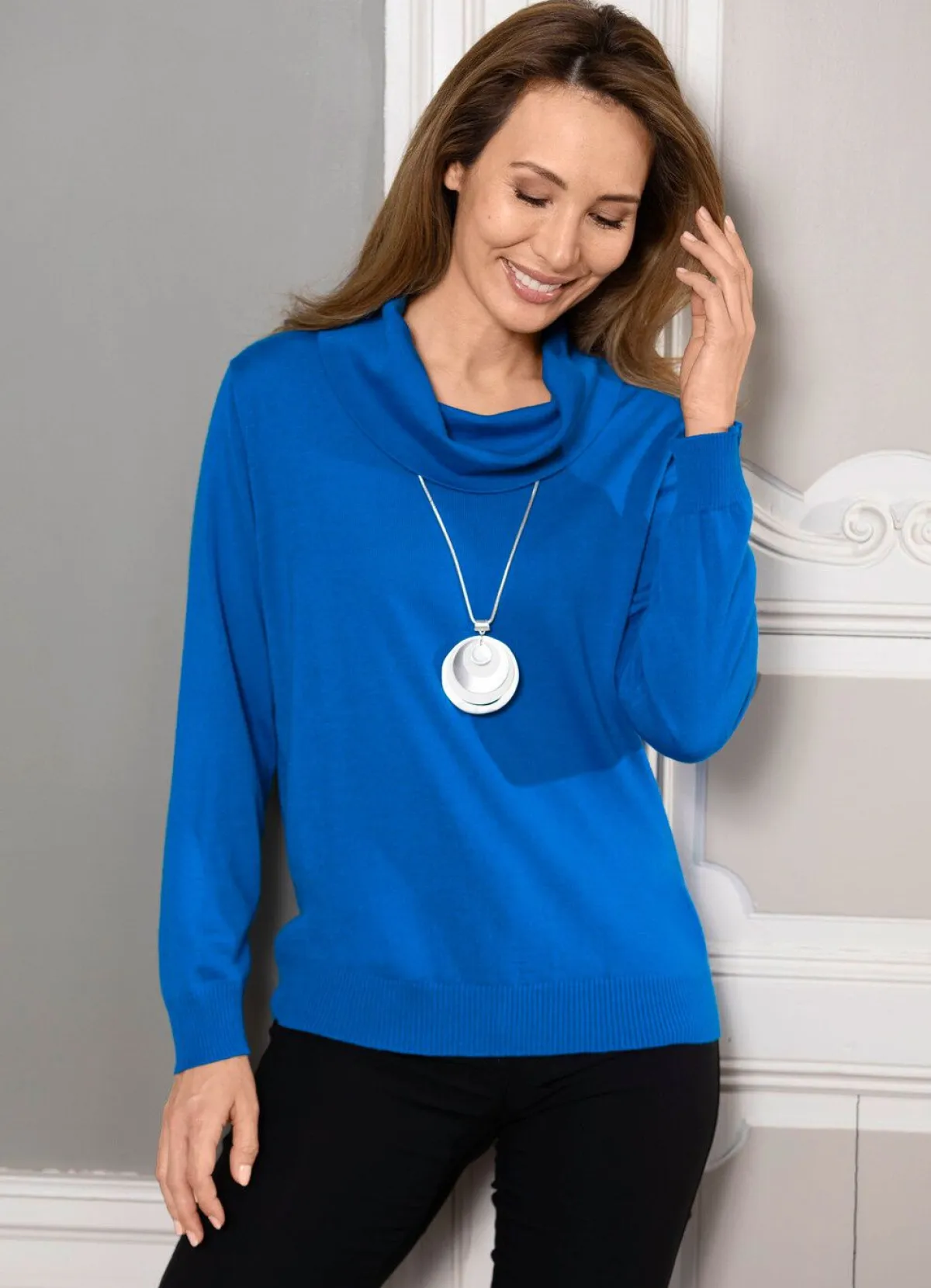 Hot BADER Pullover in Feinstrick mit Schurwolle ROYALBLAU