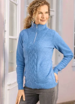 BADER Pullover in flauschiger Qualität AZURBLAU MELIERT