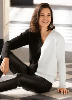 Sale BADER Pullover in Flauschqualität SCHWARZ-WEISS