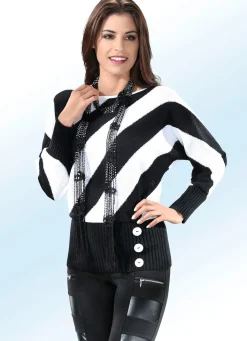 Discount BADER Pullover in Fledermausform SCHWARZ-WEISS