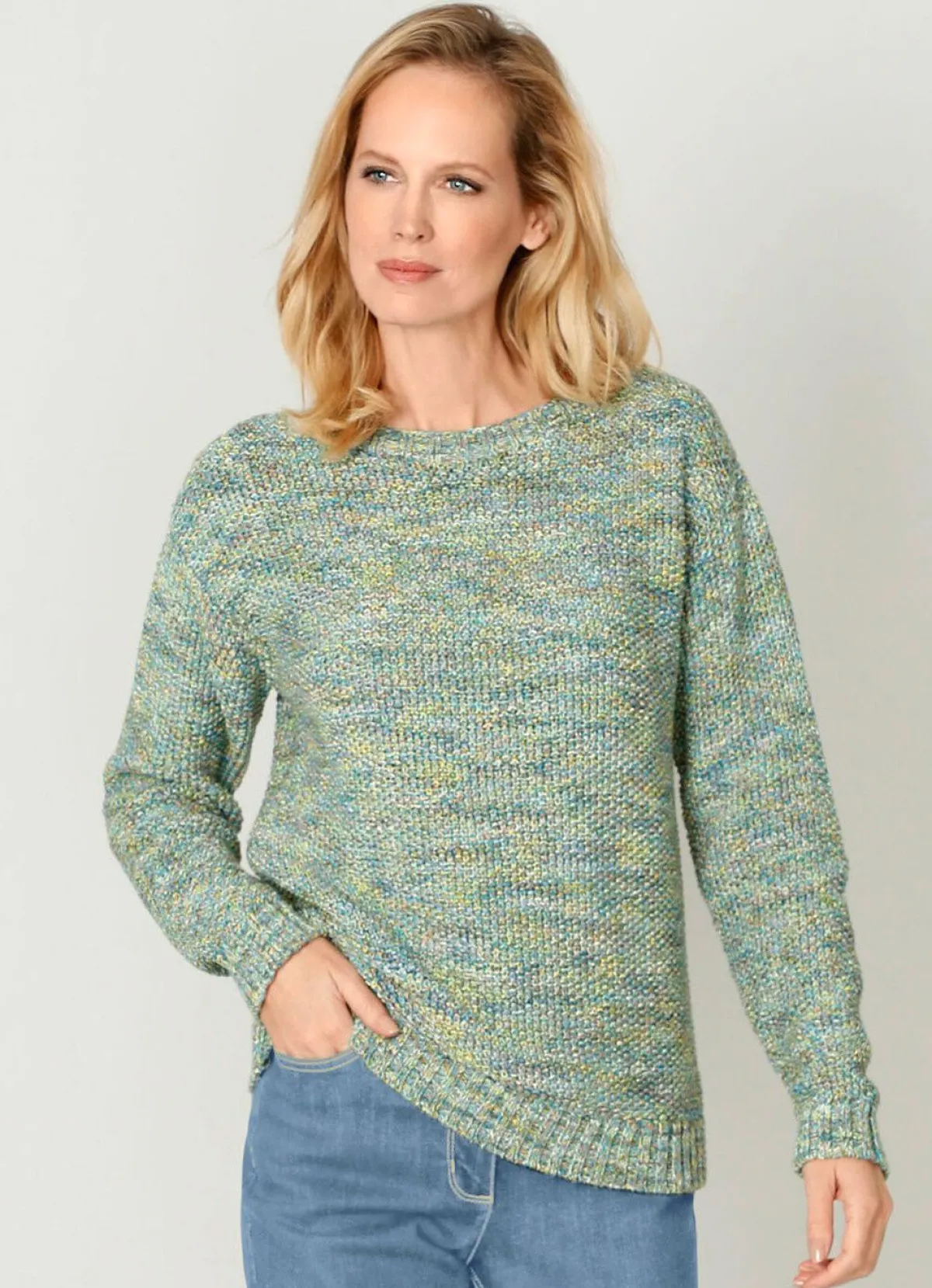 Sale BADER Pullover in Garnmix HELLGRÜN-GELB-MULTICOLOR