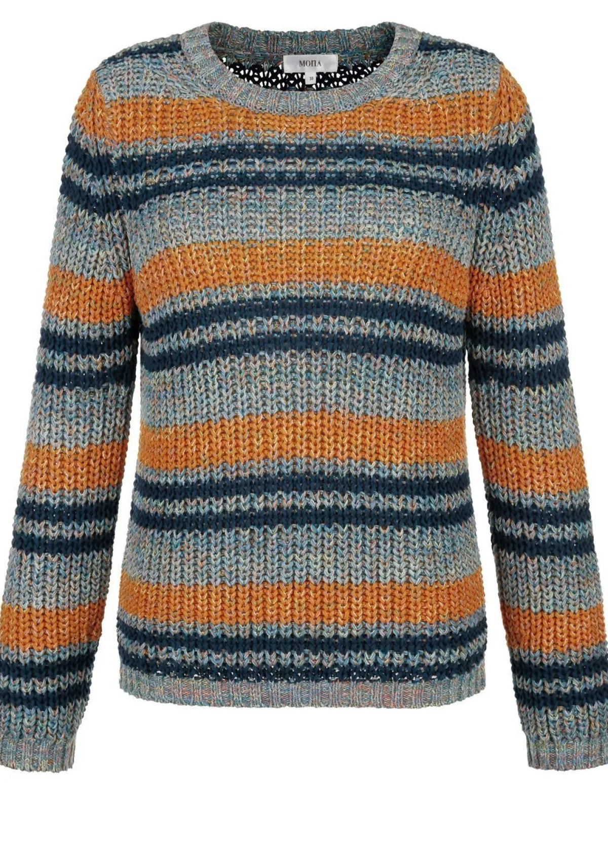 BADER Pullover in Garnmix PETROL-COGNAC