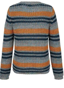 BADER Pullover in Garnmix PETROL-COGNAC