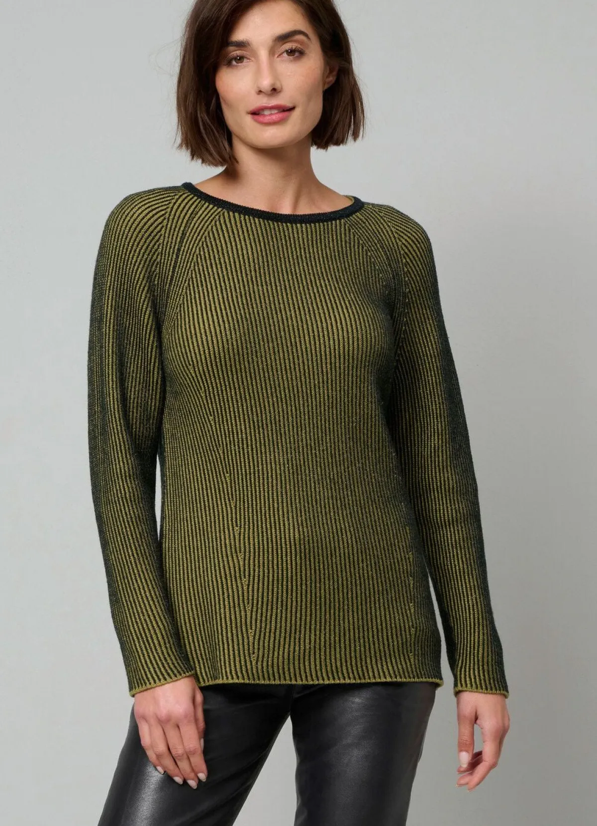 Online BADER Pullover in Garnmix MOOSGRÜN