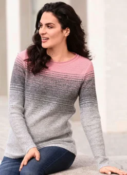 Outlet BADER Pullover in Garnmix LACHS-GRAU