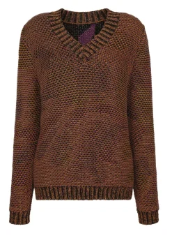 Outlet BADER Pullover in Grobstrick SCHWARZ-LILA-ORANGE