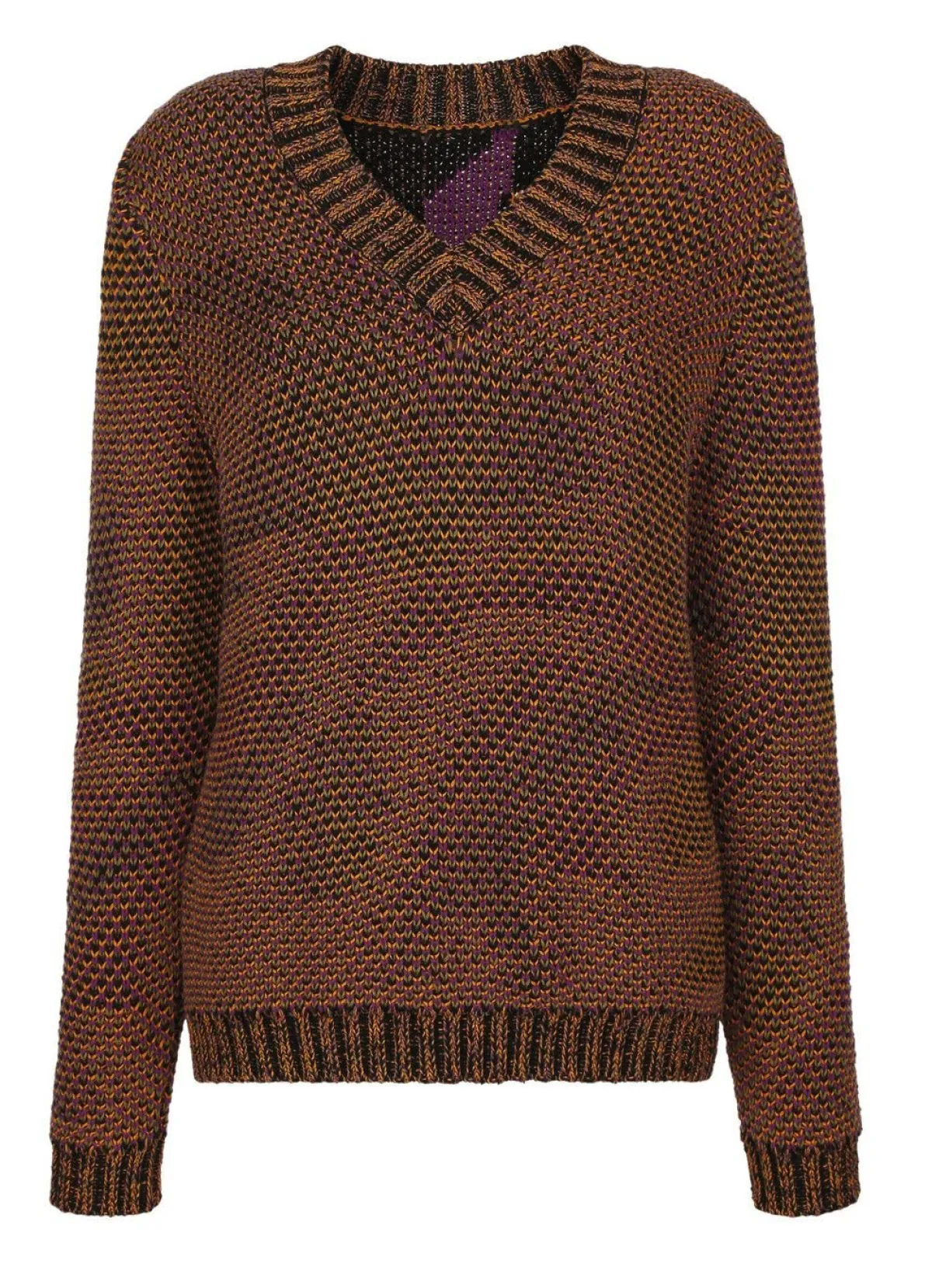 Outlet BADER Pullover in Grobstrick SCHWARZ-LILA-ORANGE