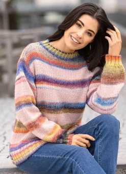 Online BADER Pullover in Grobstrick ROSÉ-MULTICOLOR