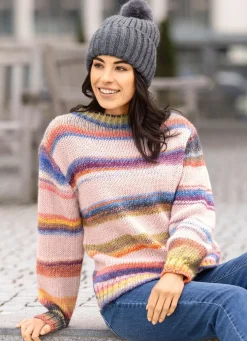 Online BADER Pullover in Grobstrick ROSÉ-MULTICOLOR