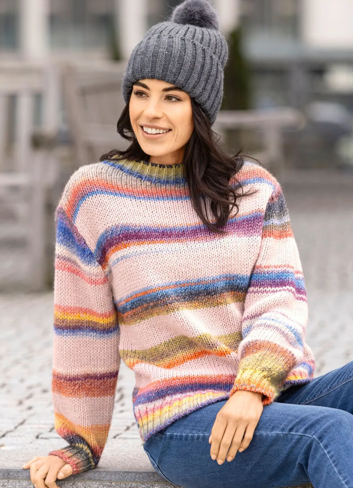 Online BADER Pullover in Grobstrick ROSÉ-MULTICOLOR