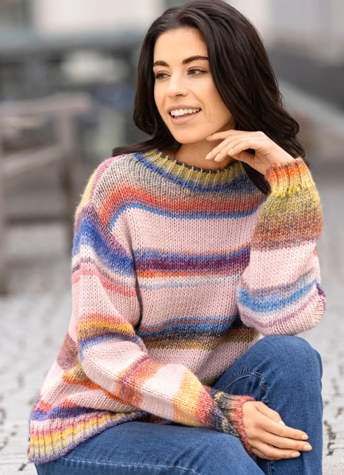 Online BADER Pullover in Grobstrick ROSÉ-MULTICOLOR