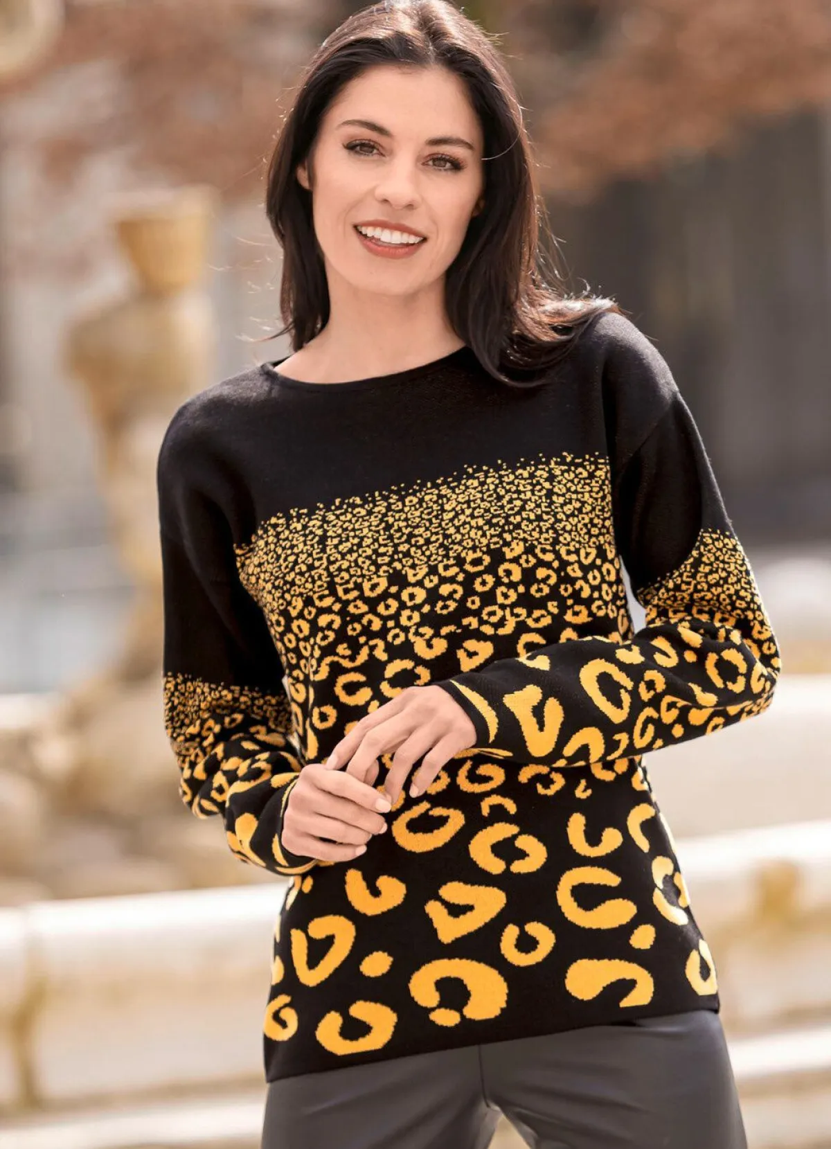 Best BADER Pullover in Jacquard-Dessin SCHWARZ-GELB