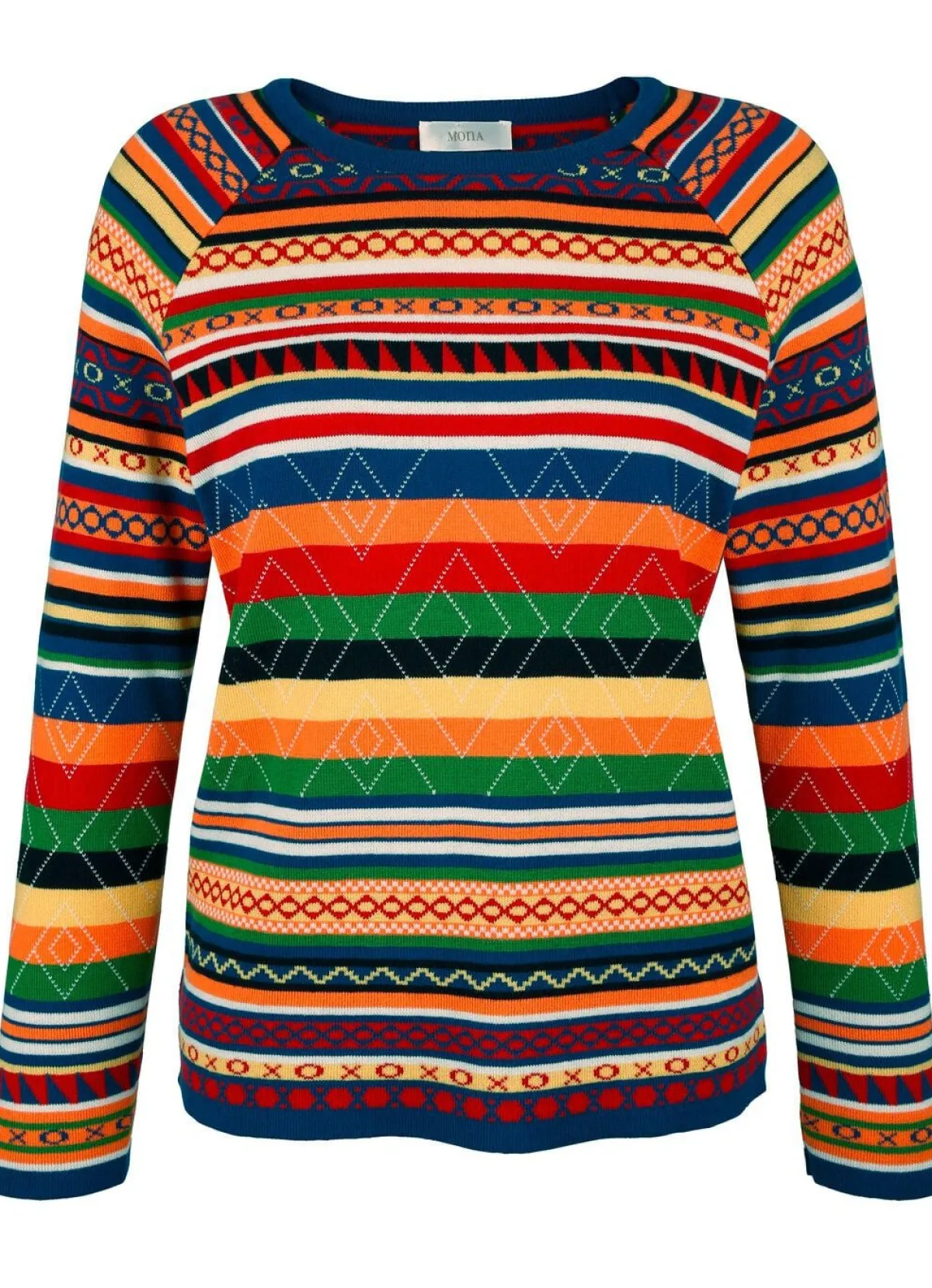 BADER Pullover in Jacquard-Dessin ROT-BLAU-GRÜN