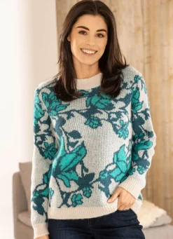 Sale BADER Pullover in Jacquard-Dessin CREME-PETROL-AQUA