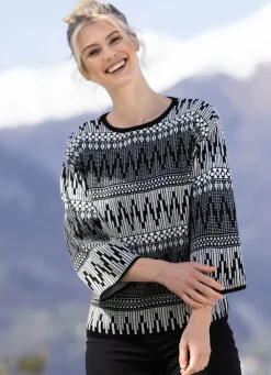 Outlet BADER Pullover in Jacquard-Dessin SCHWARZ-GRAU-WEISS