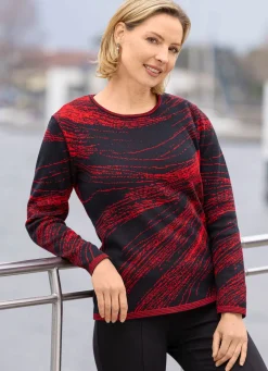 Outlet BADER Pullover in Jacquardmuster SCHWARZ-ROT